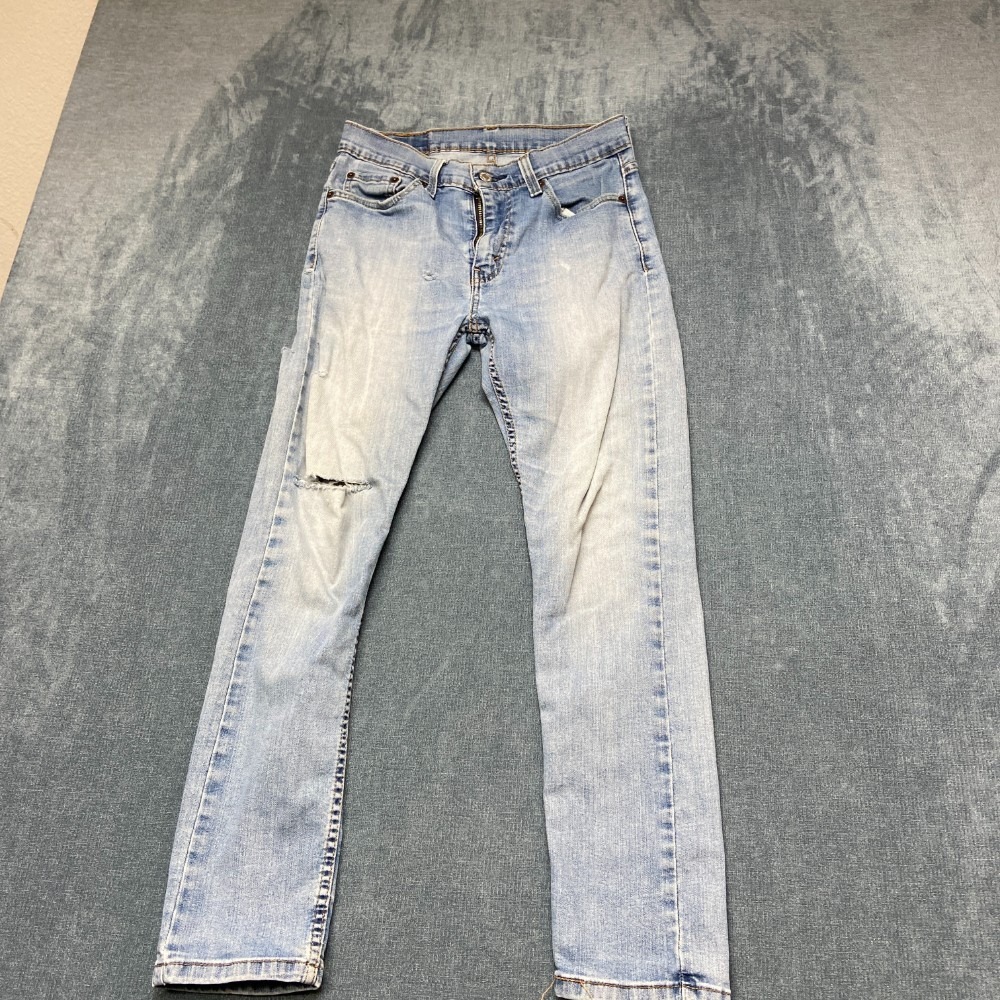 Levi's 510 Jeans Womens 30 Blue Denim Distressed Medium Wash Skinny Leg Cozy
